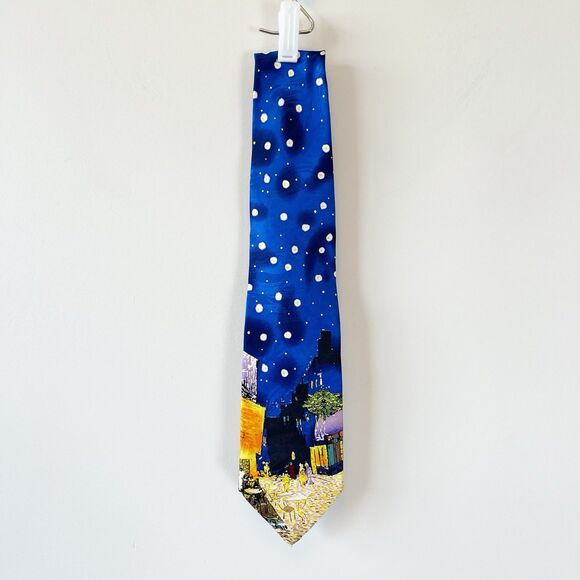 The Gallery Coll. Van Gogh Café Terrace at Night Necktie 100% Silk Made In Italy - Picture 3 of 8